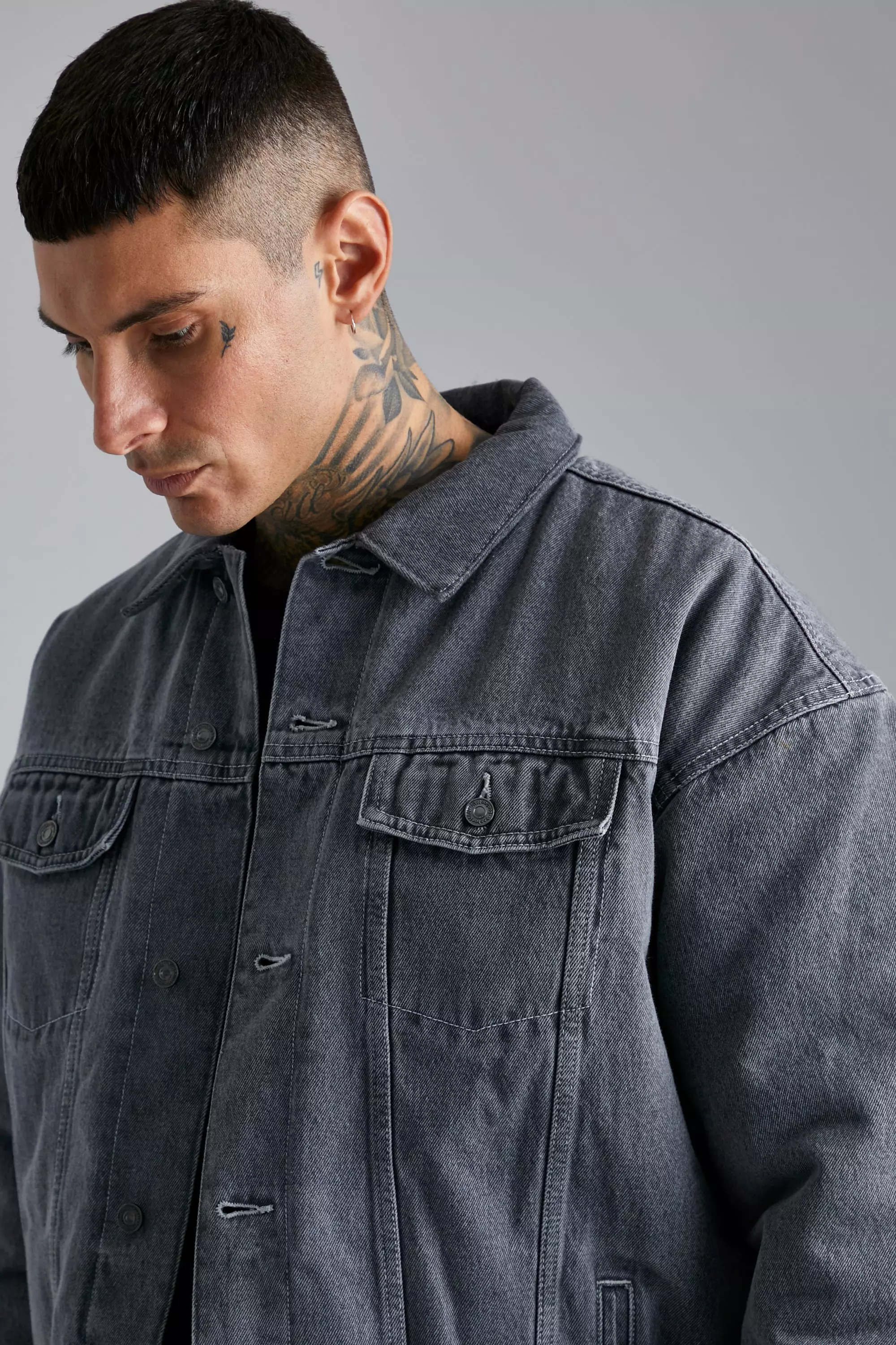 Padded denim jacket store mens